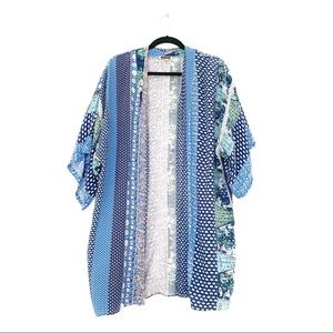 Multicolor Blue Mixed Pattern Kimono (Small)